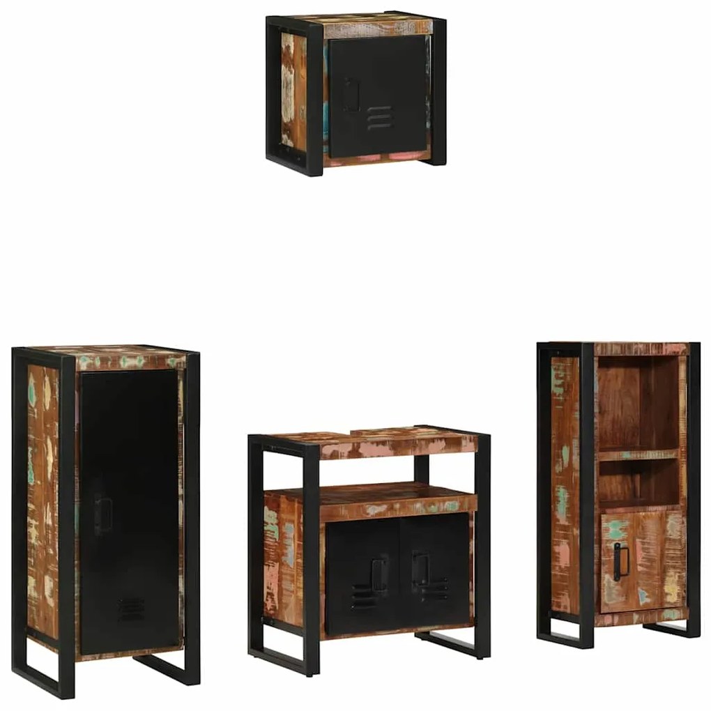 vidaXL Σετ Επίπλων Μπάνιου με συρτάρι 4 pcs Στερεό Ανακτηθέν Ξύλο