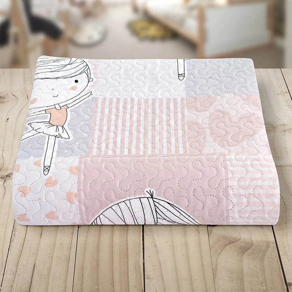 LINO ΚΟΥΒΕΡΛΙ GIRLY PINK-GREY  160X220