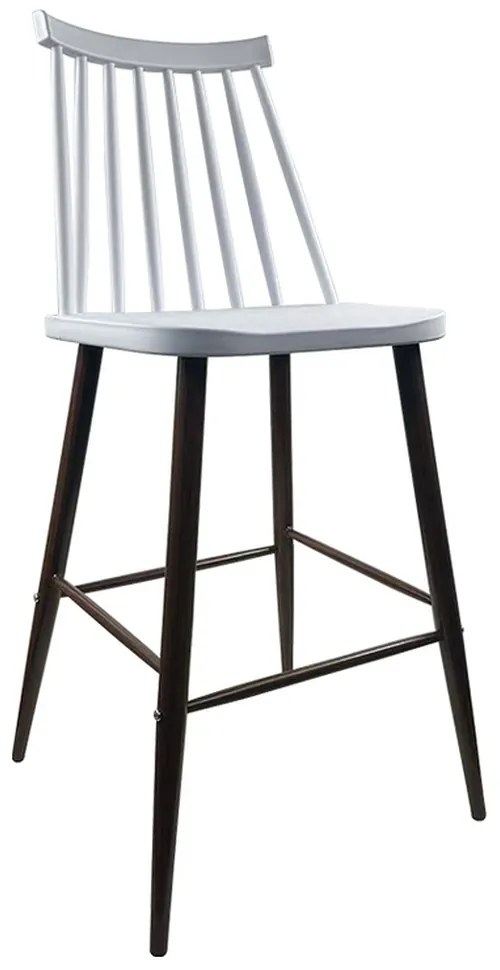 Σκαμπό Bar ArteLibre MARANTA Λευκό/Καρυδί PP/Μέταλλο 45x46x97cm