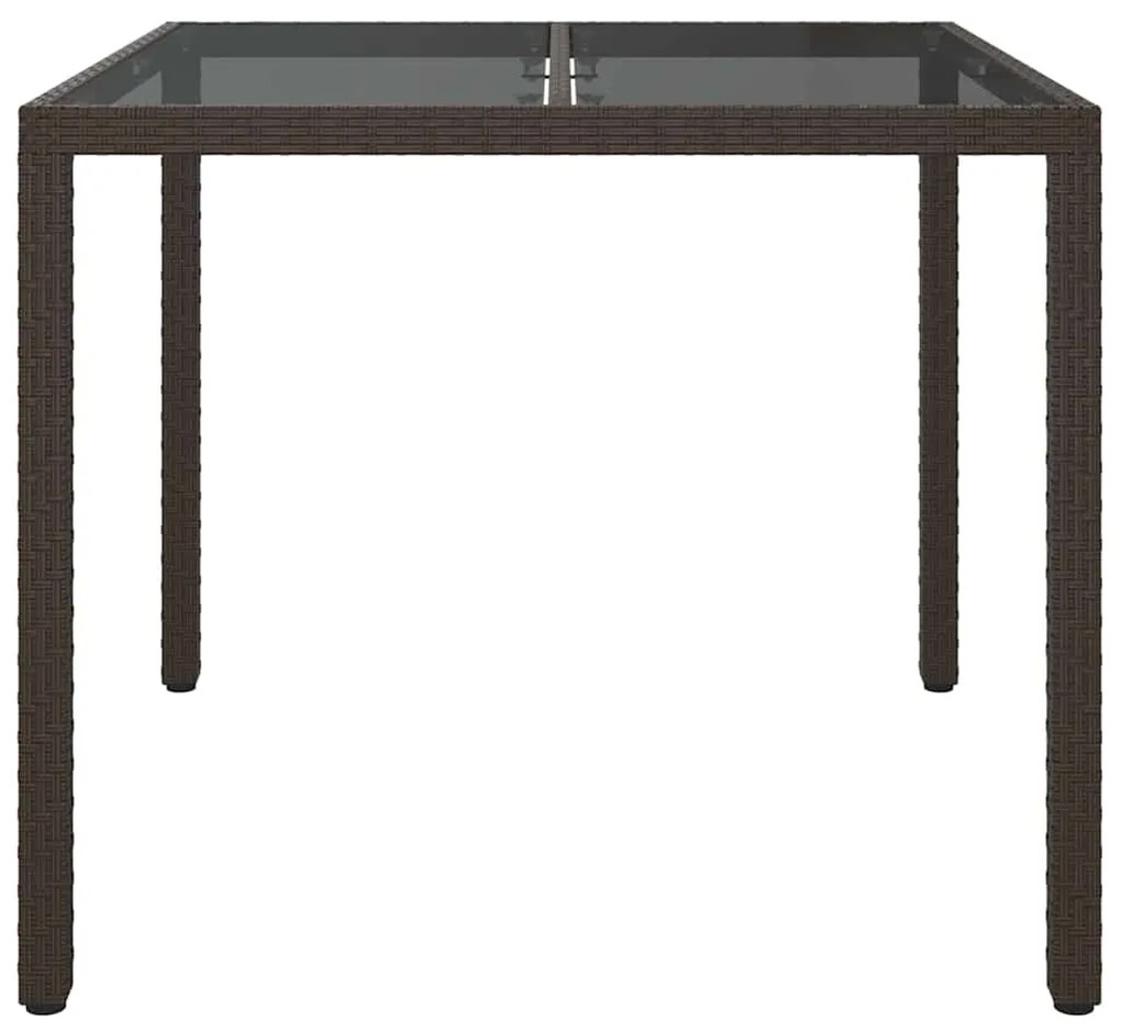 vidaXL Τραπέζι Κήπου για Φαγητό Καφέ 90 x 90 x 75 cm Πολυ ράταν