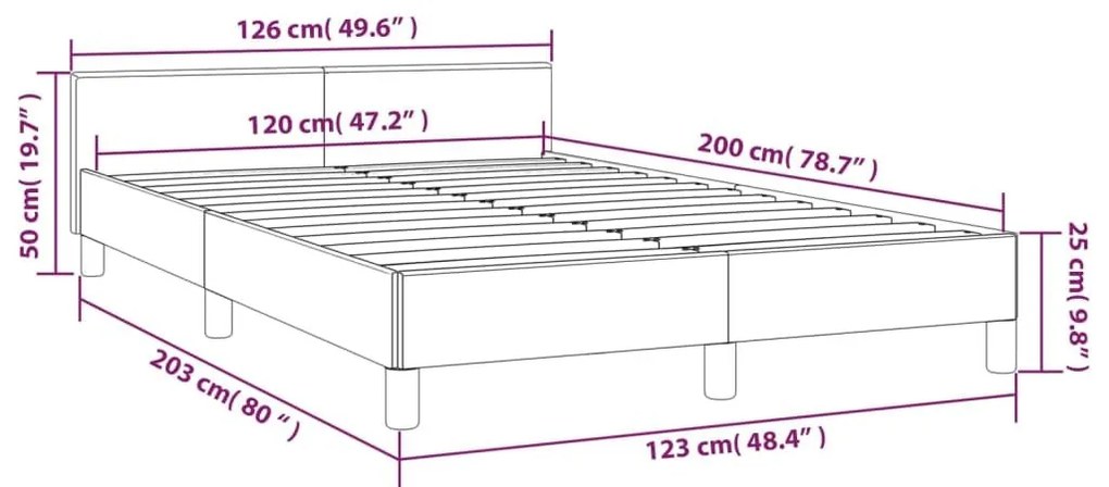 Πλαίσιο Κρεβατιού με Κεφαλάρι Μπλε 120x200 εκ Υφασμάτινο - Μπλε