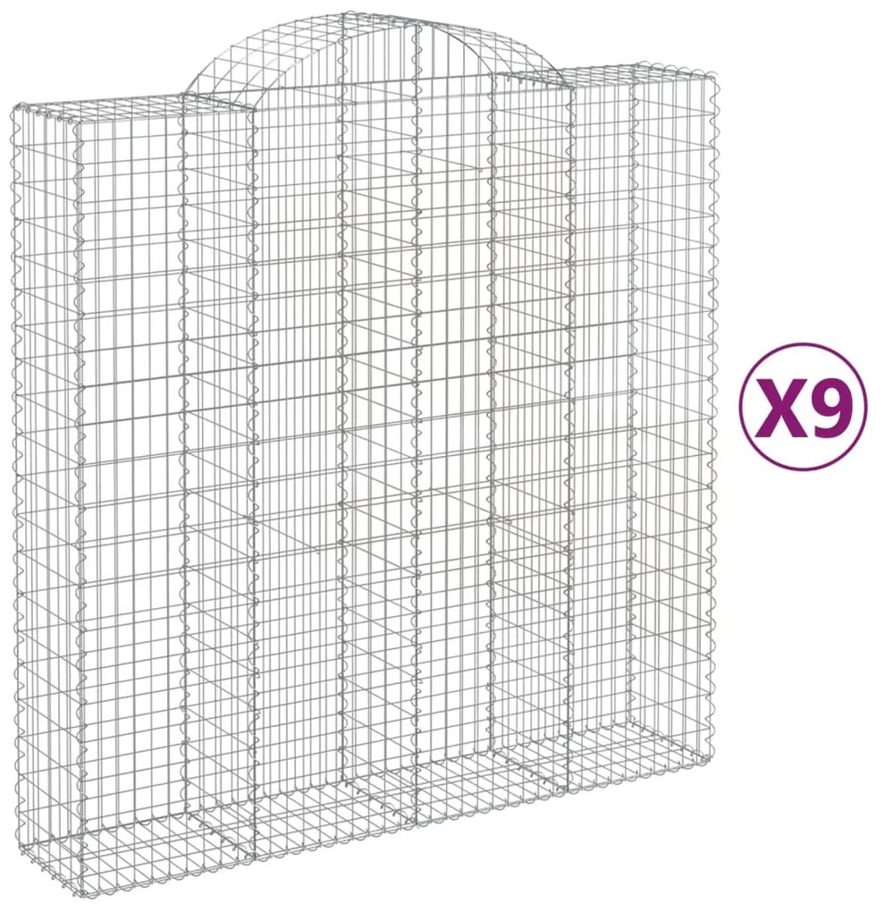 vidaXL Συρματοκιβώτια Τοξωτά 9 τεμ. 200x50x200/220 εκ. Γαλβαν. Ατσάλι