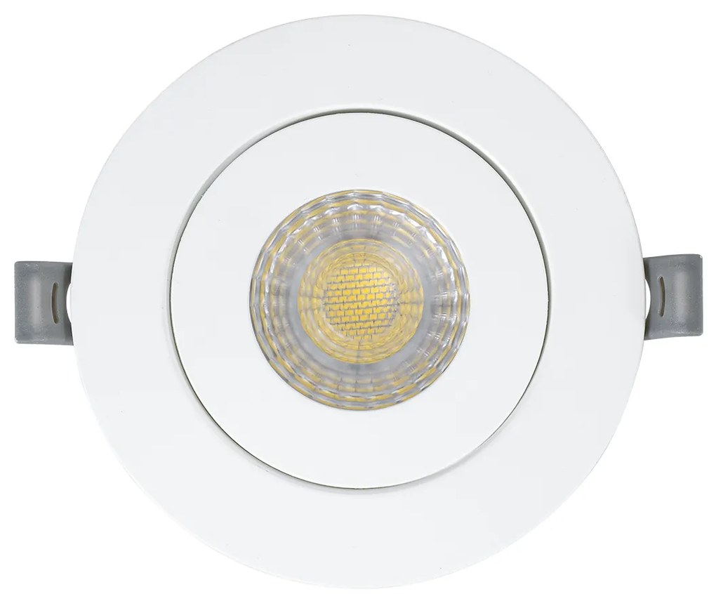 GloboStar LEXIS JOINT 60990 Χωνευτό LED Κινούμενο Spot Downlight 7W 680lm 45° AC 220-240V IP44 Φ12cm x Υ3.1cm - Στρόγγυλο - Λευκό - Φυσικό Λευκό 4500K - Bridgelux Chip - TÜV Certified Driver - 5 Years Warranty