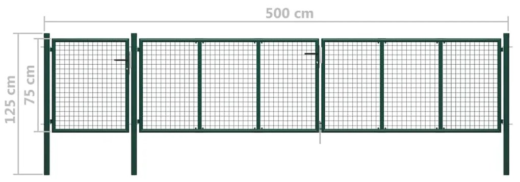 vidaXL Πόρτα Περίφραξης Κήπου Πράσινη 500 x 75 εκ. Ατσάλινη