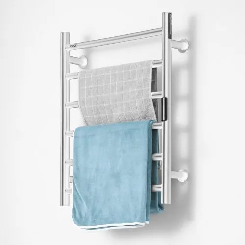 VEVOR 6-Bar Towel Warmer Rack Wall Mounted Heated Towel Rack for Bathroom Silver