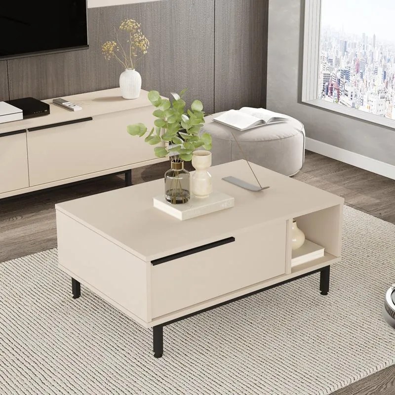 Τραπεζάκι Σαλονιού Frixton σε Cappuccino 90x60x37.5εκ. 90x60x37.5 εκ.