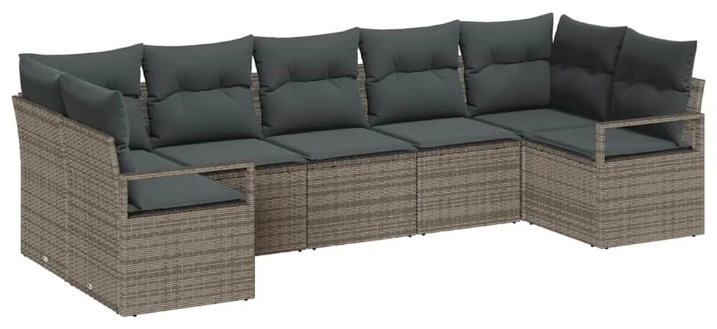 vidaXL Σετ Καναπέ Κήπου 7 pcs Γκρι Πολυ ράταν