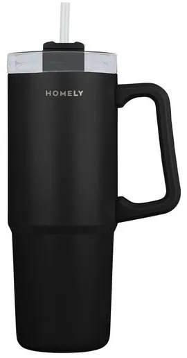 Estia Θερμός Ποτήρι Straw Tumbler Homely 900ml Midnight Black 01-34498