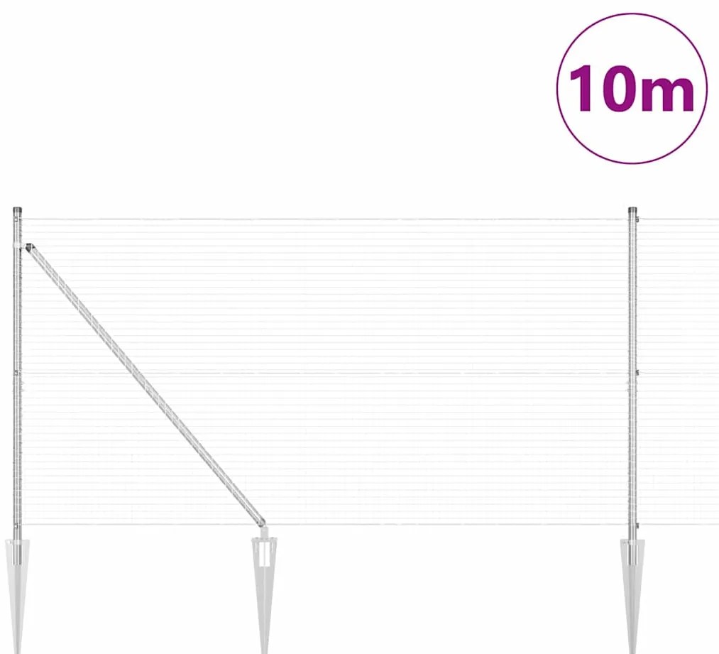 vidaXL Στύλος Περιφράξεων Ασημί 10 x 1 μ (25 x 25 mm πλέγμα) Ατσάλι