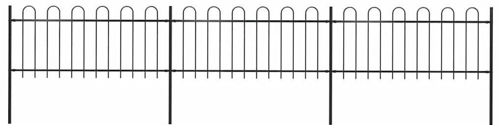 vidaXL Φράχτης Κήπου με Κορυφή από Ατσάλι, Μαύρος 537 x 80 εκ.