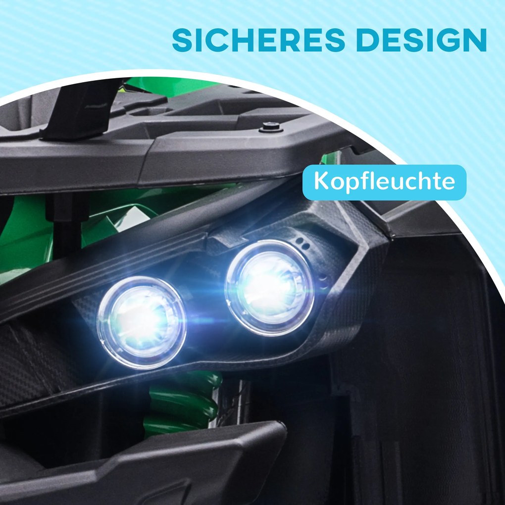 HOMCOM Ηλεκτρικό Quad για παιδιά, Φως &amp; Σύνδεση Μουσικής, 3-8 km/h, για 3-5 ετών, Πράσινο