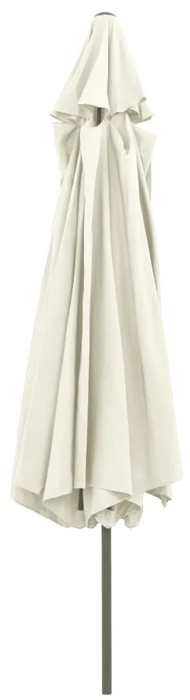 vidaXL Ομπρέλα Κήπου Λευκό της Άμμου 390 εκ. με Μεταλλικό Ιστό