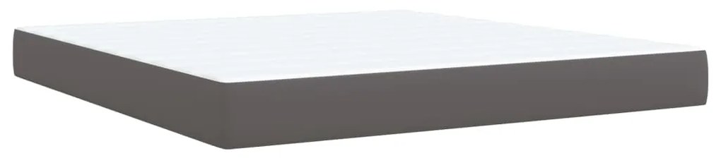 vidaXL Κρεβάτι Boxspring με Στρώμα Γκρι 180x200 εκ. Συνθετικό Δέρμα