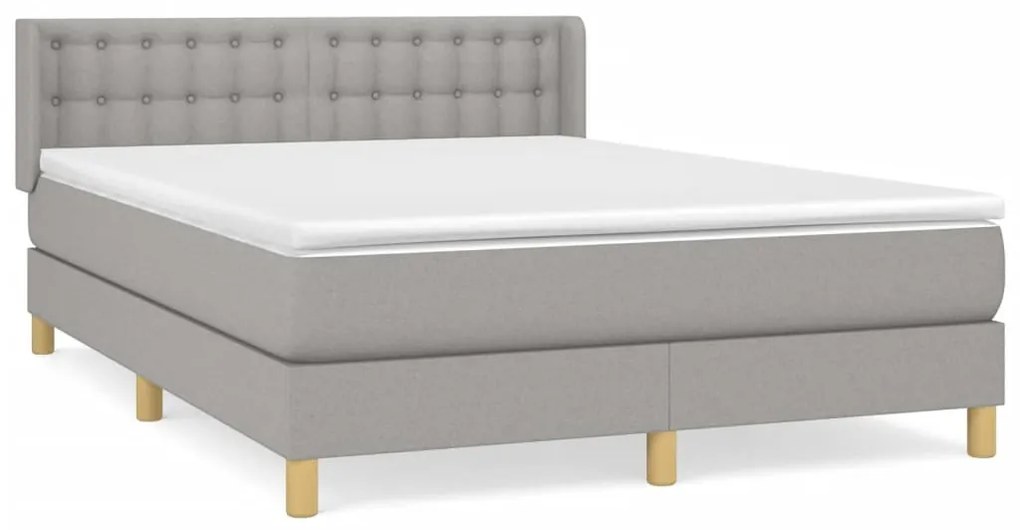 vidaXL Κρεβάτι Boxspring με Στρώμα Ανοιχτό Γκρι 140x200 εκ. Υφασμάτινο