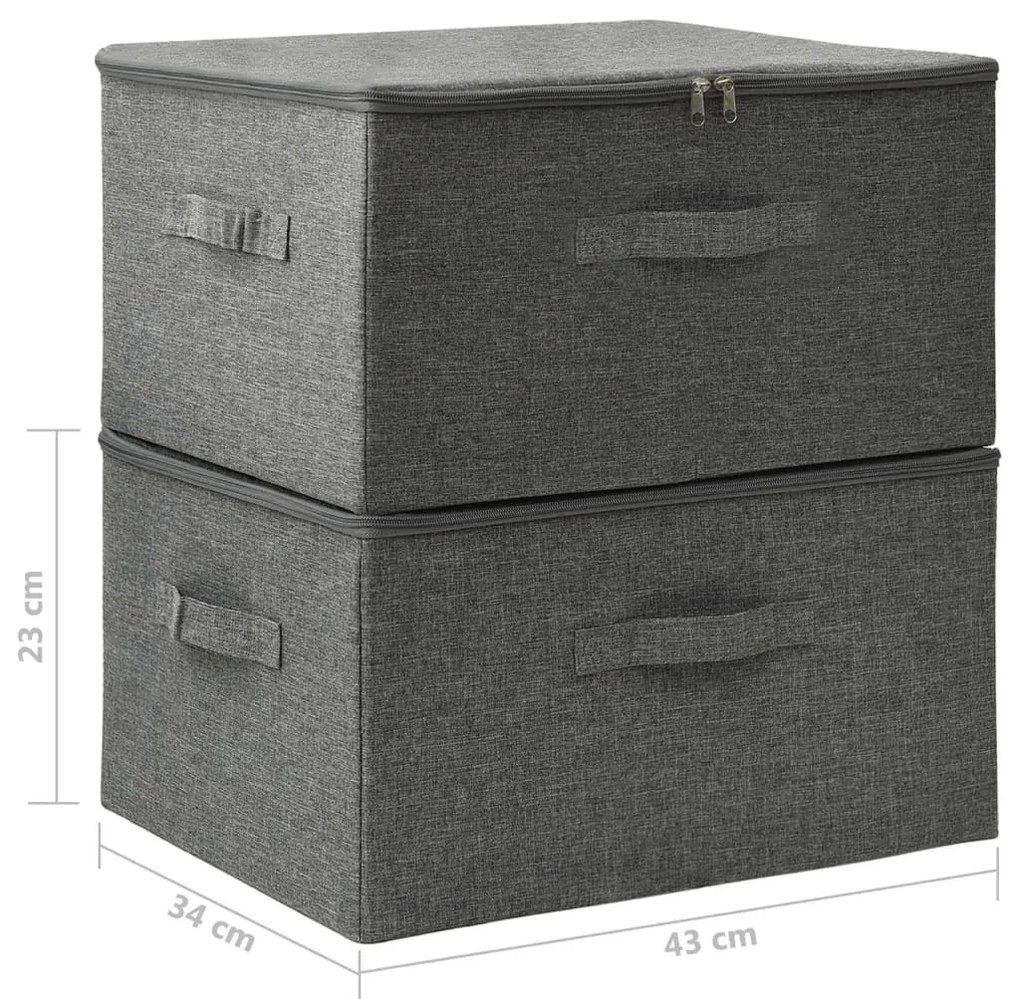 Κουτιά Αποθήκευσης 2 τεμ. Ανθρακί 43 x 34 x 23 εκ. Υφασμάτινα - Ανθρακί