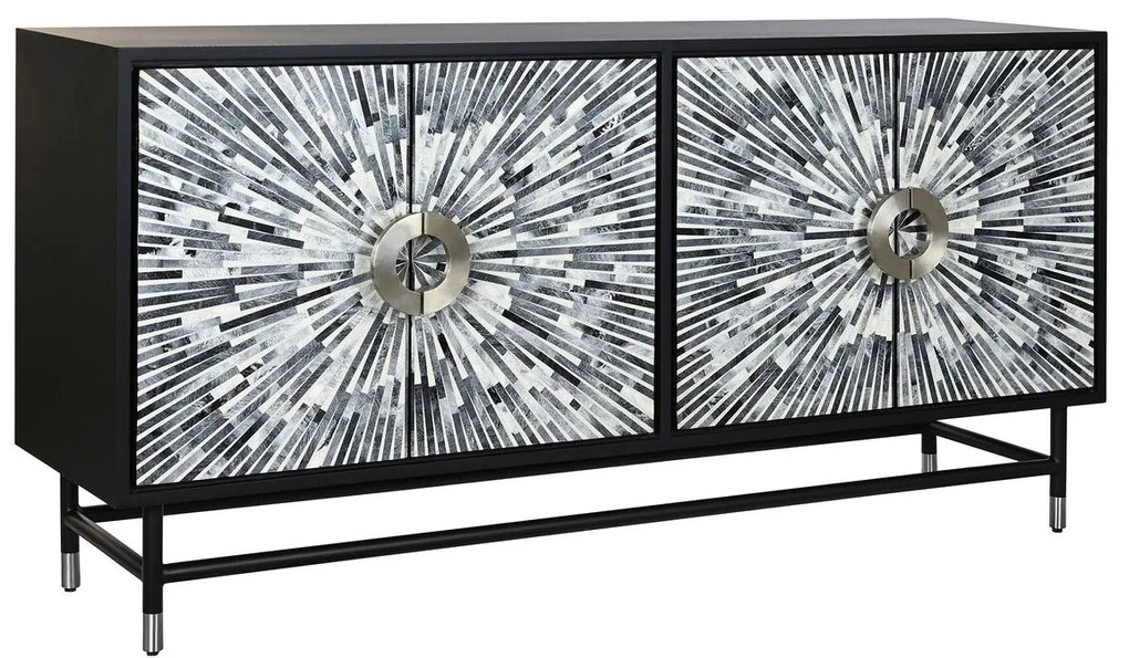 Σκευοθήκη DKD Home Decor 160 x 40 x 80 cm Μαύρο Γκρι Λευκό Κόκαλο Ρητίνη Ξύλο MDF