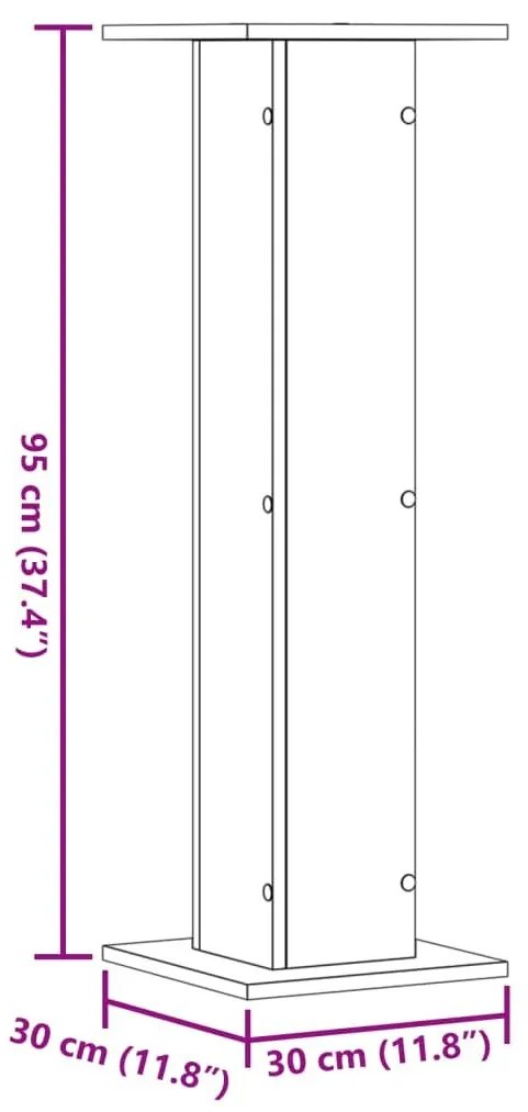 Βάσεις Φυτών 2 Τεμ. Sonoma Δρυς 30x30x95 εκ. Επεξεργασμένο Ξύλο - Καφέ
