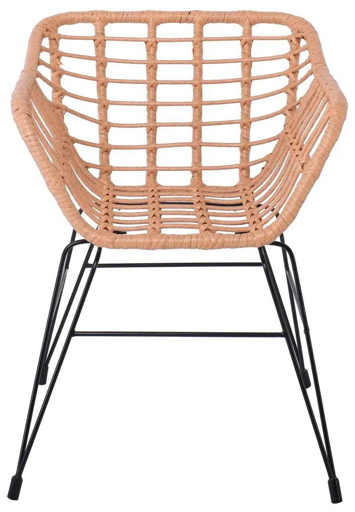 SALSA-S Πολυθρόνα Κήπου, Μέταλλο Βαφή Μαύρο, Wicker Φυσικό (χωρίς μαξιλάρι)