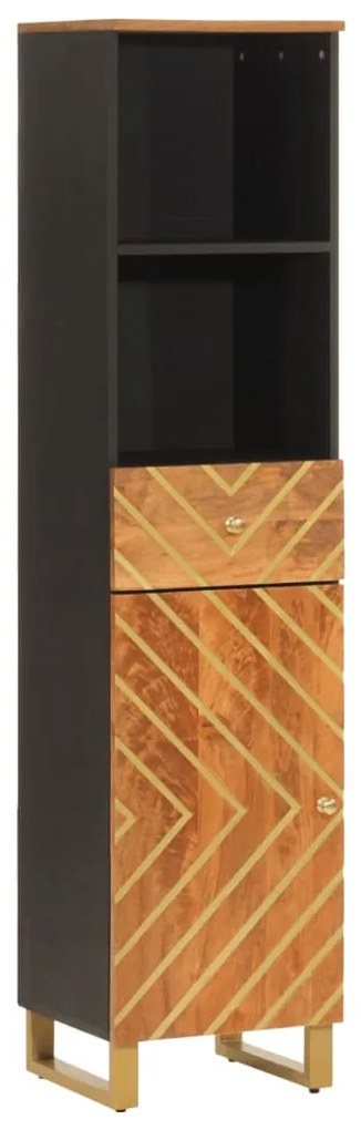 vidaXL Ντουλάπι Μπάνιου Καφέ/Μαύρο 38x33,5x160 εκ. Μασίφ Ξύλο Μάνγκο