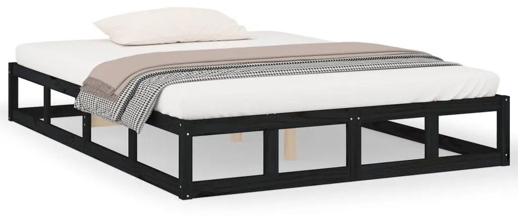 vidaXL Πλαίσιο Κρεβατιού Μαύρο 160 x 200 εκ. από Μασίφ Ξύλο
