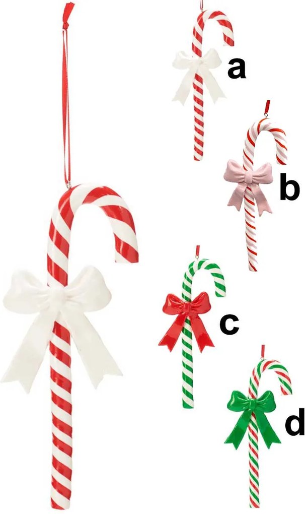 Χριστουγεννιάτικο Κρεμαστό Στολίδι Μπαστουνάκι 17cm σε 4 σχέδια 729510 (d)