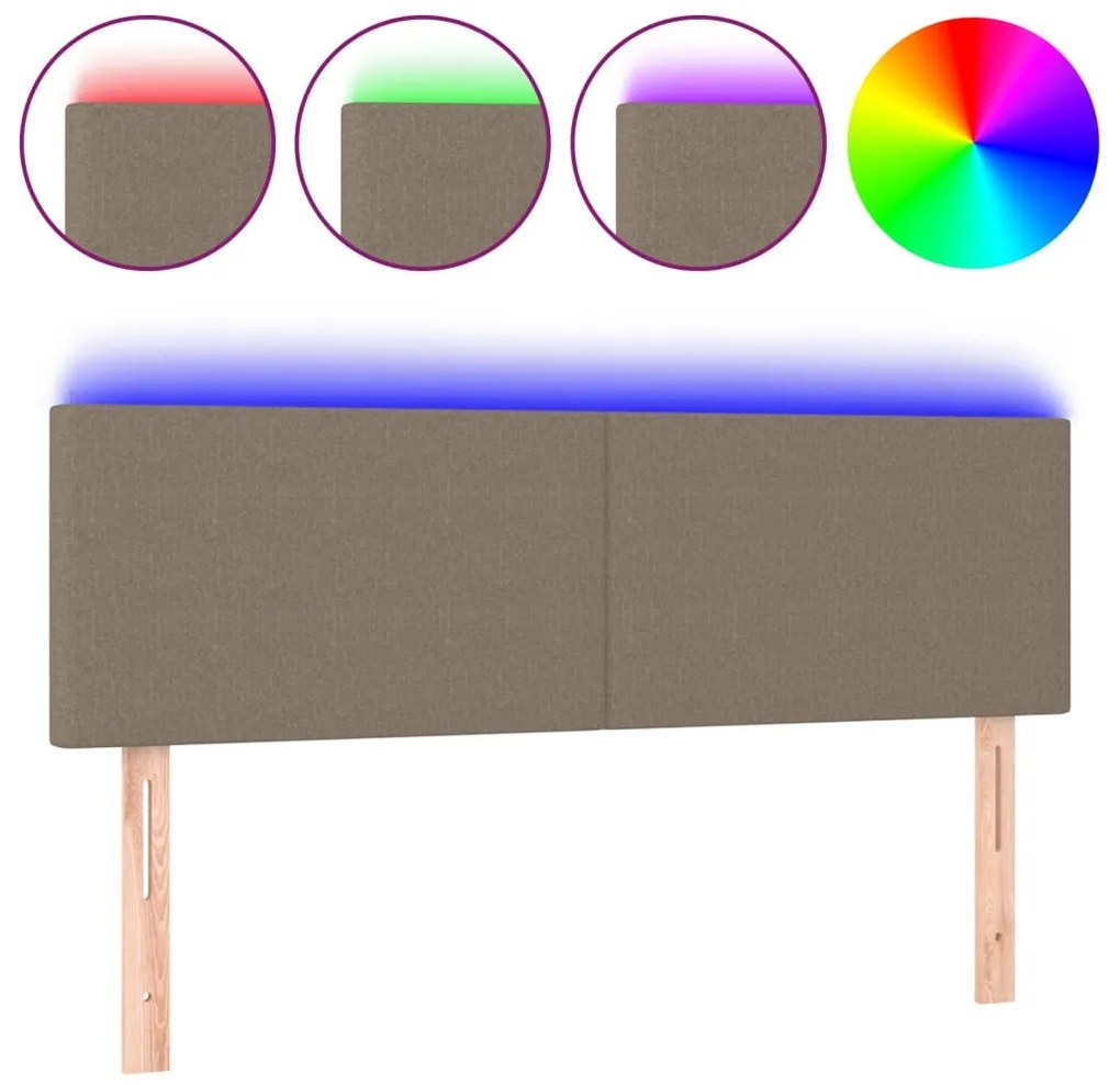 vidaXL Κεφαλάρι Κρεβατιού LED Taupe 144x5x78/88 εκ. Υφασμάτινο