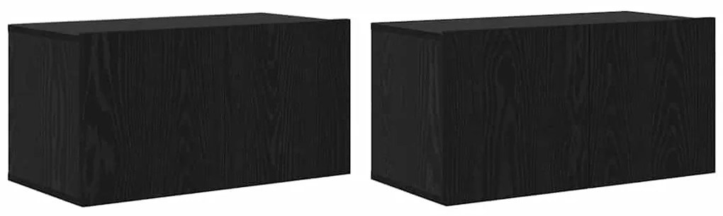 vidaXL Ντουλάπι TV 2 pcs Μαύρο 60 x 30 x 30 cm Επεξεργασμένο ξύλο