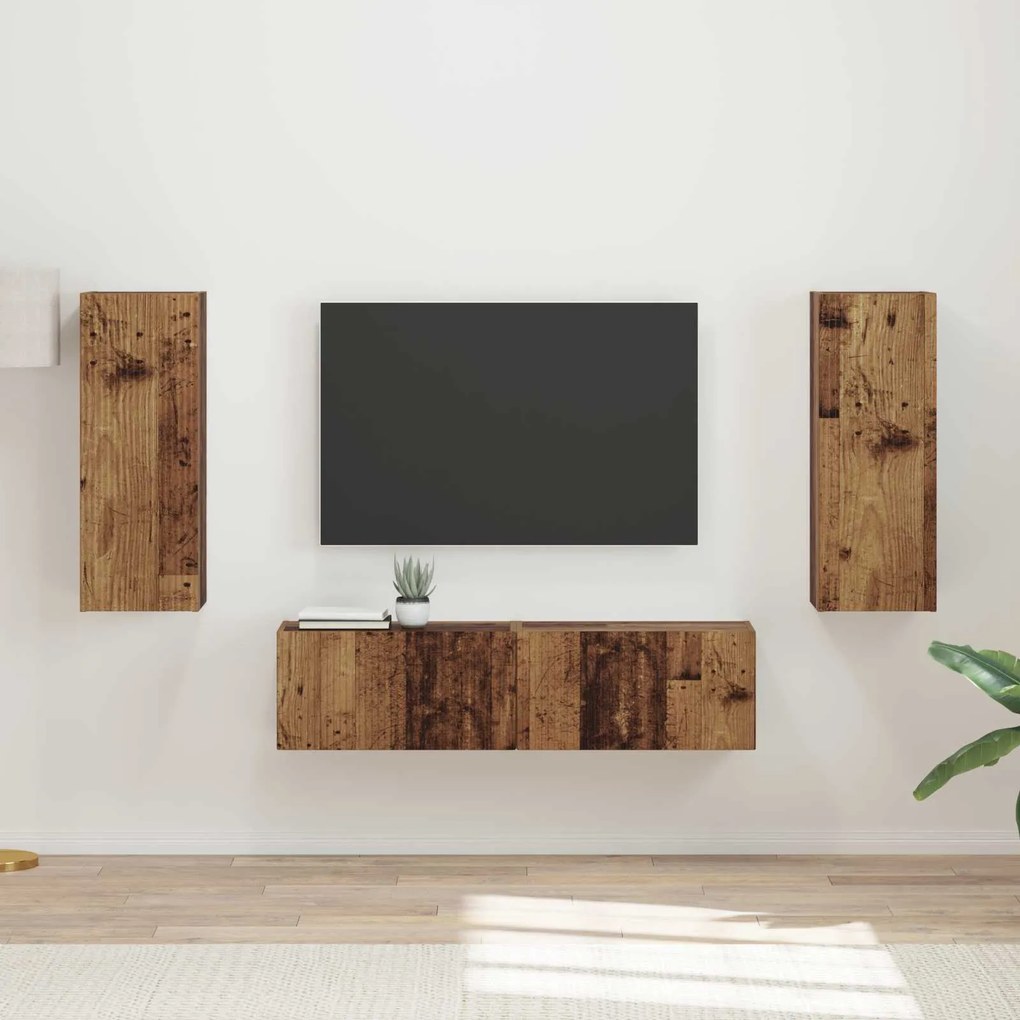 Σετ επίπλου τηλεόρασης 2 pcs Παλιό ξύλο Επεξεργασμένο ξύλο