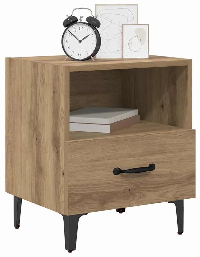 vidaXL Κομοδίνο με συρτάρι 2 pcs artisan δρυς 40 x 35 x 47.5 εκ
