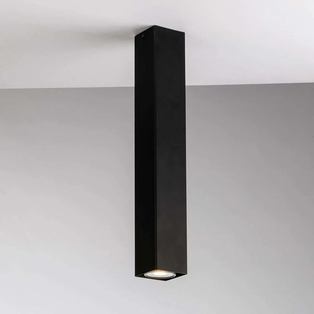 Φωτιστικό Οροφής - Πλαφονιέρα Fluke I-FLUKE-PLQ40 NERO 1xGU10 6x6x40cm Black Luce Ambiente Design Metal