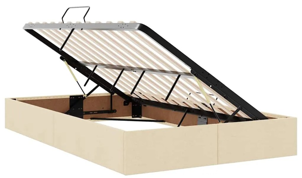 vidaXL Κρεβάτι Αποθήκης με στρώμα με κεφαλάρι Κρέμ 120 x 200 cm ύφασμα