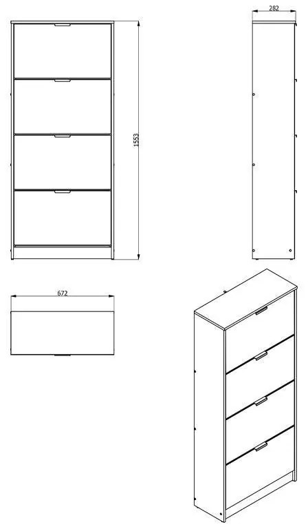 Παπουτσοθήκη Hugo 24 με Καθρέπτη Sonoma 67x28x155 εκ. 67x28x155 εκ.