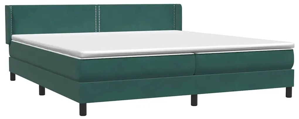 vidaXL Box Spring κρεβάτι με στρώμα σκούρο πράσινο 180x220cm Βελούδινο