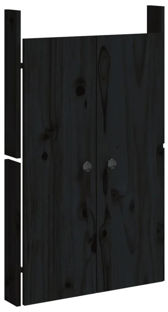 Πόρτες Κουζίνας Εξ. Χώρου Μαύρες 50x9x82 εκ. Μασίφ Ξύλο Πεύκου - Μαύρο
