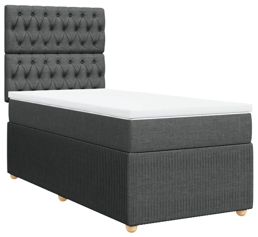 ΚΡΕΒΑΤΙ BOXSPRING ΜΕ ΣΤΡΩΜΑ ΣΚΟΥΡΟ ΓΚΡΙ 100X200 ΕΚ. ΥΦΑΣΜΑΤΙΝΟ 3291975