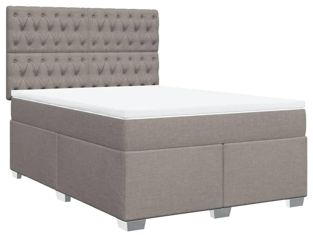 Κρεβάτι Boxspring με Στρώμα Taupe 140x200 εκ. Υφασμάτινο - Μπεζ-Γκρι