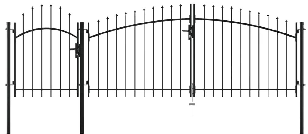 vidaXL Καγκελόπορτα Μαύρη 1,75 x 4 μ. Ατσάλινη