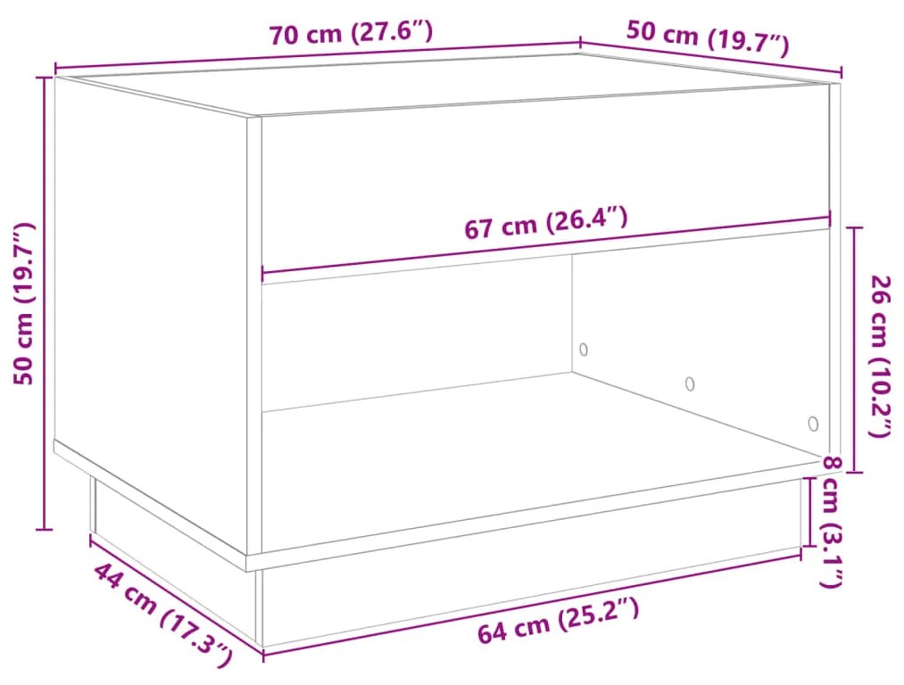 Τραπεζάκι Σαλονιού Άπειρο Φως LED Sonoma Δρυς 70x50x50 εκ. - Καφέ