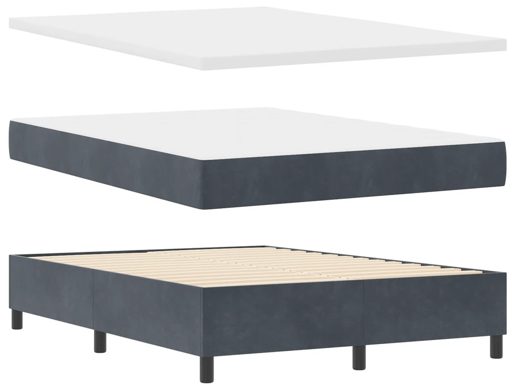 vidaXL Κρεβάτι Box Spring με Στρώμα Σκούρο Γκρι 140x200 εκ. Βελούδο