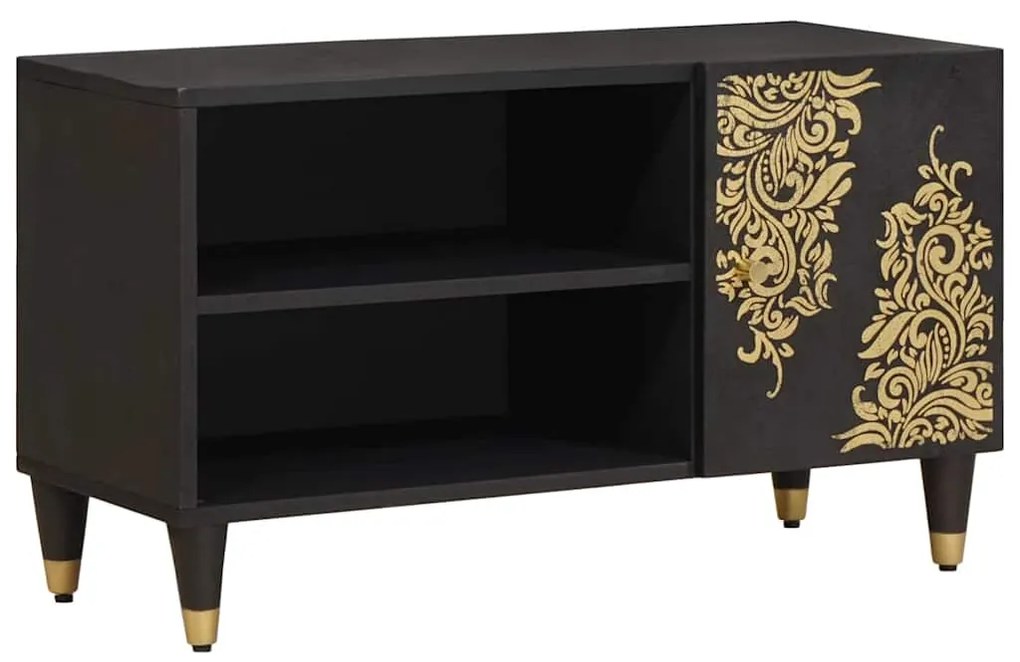 vidaXL Ντουλάπι TV με ράφι Μαύρο 80 x 33 x 46 εκ Στερεό ξύλο μάνγκο