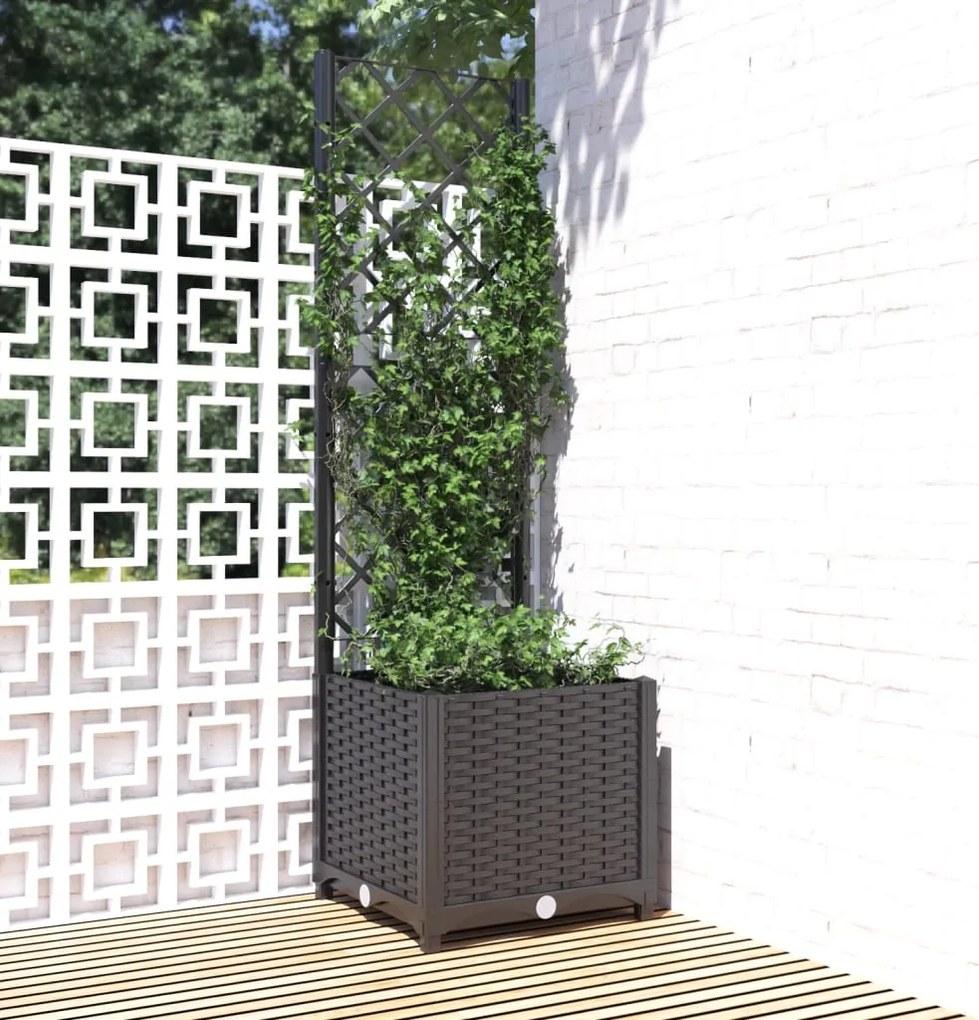 vidaXL Ζαρντινιέρα Κήπου με Καφασωτό Μαύρο 40 x 40 x 136 εκ. από PP