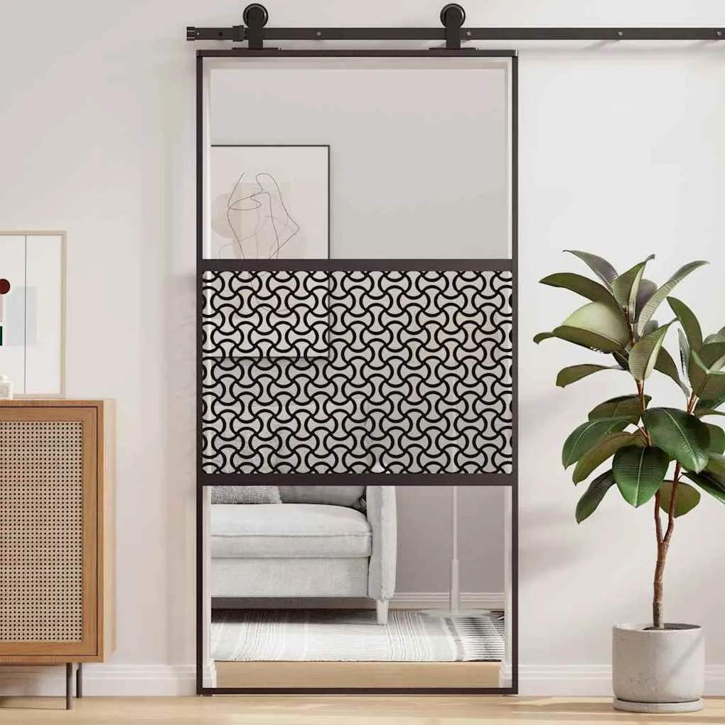 vidaXL Συρόμενη Πόρτα Μαύρο 102.5 x 205 cm Tempered γυαλί, Αλουμίνιο