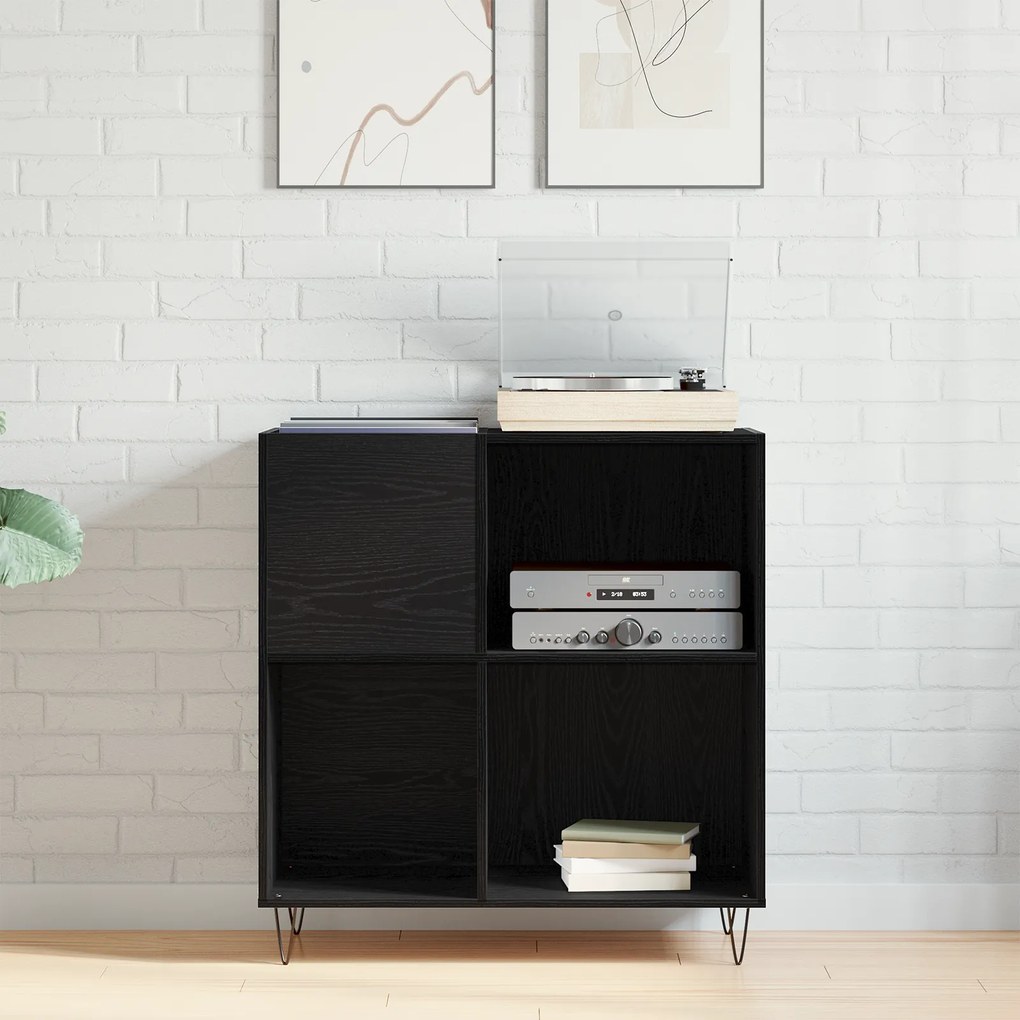 vidaXL Ντουλάπι Δισκοθήκης Μαύρη Δρυς 84.5x38x90 εκ. Επεξεργασμένο Ξύλο