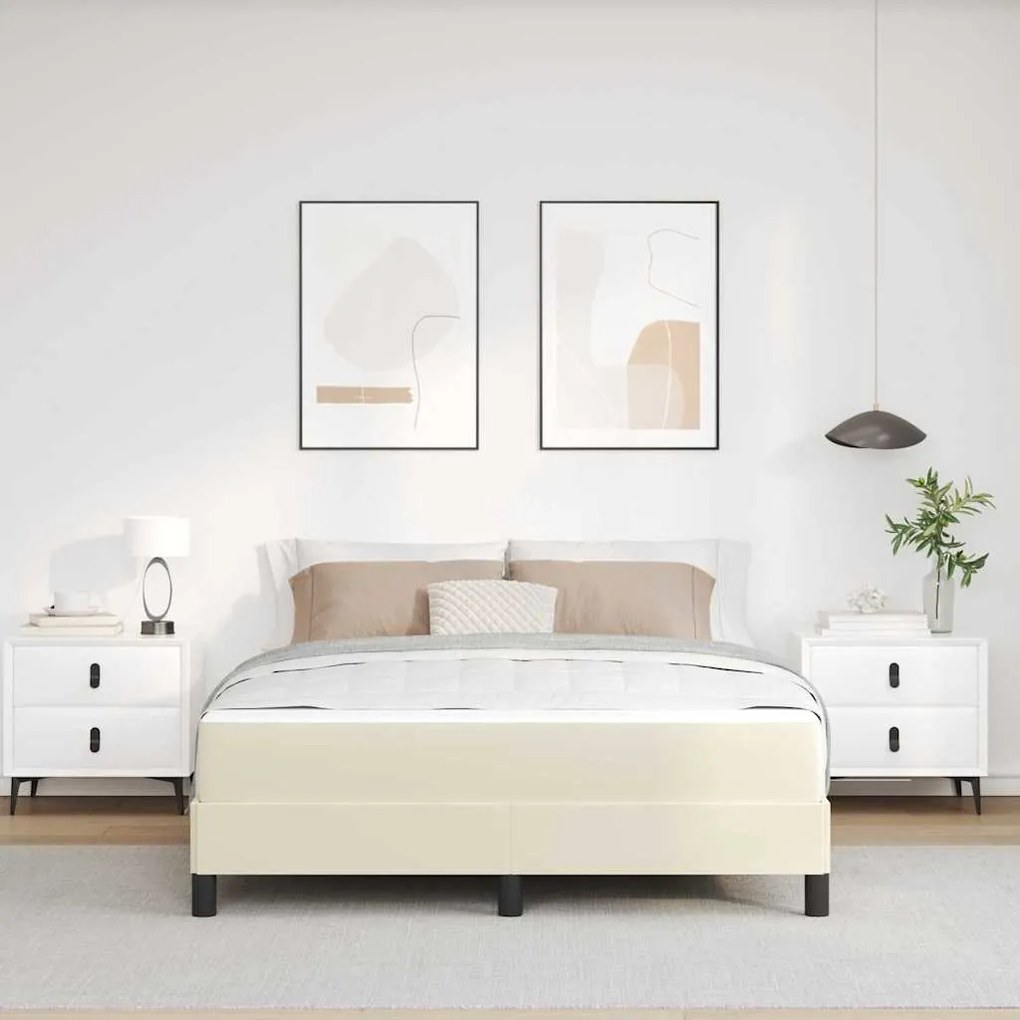 vidaXL Κρεβάτι Άλλο Κρεμ 140 x 190 cm Τεχνητό δέρμα