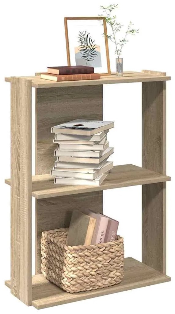 Βιβλιοθήκη 3 Επιπέδων Sonoma Δρυς 60x30x80 εκ. Επεξεργ. Ξύλο - Καφέ