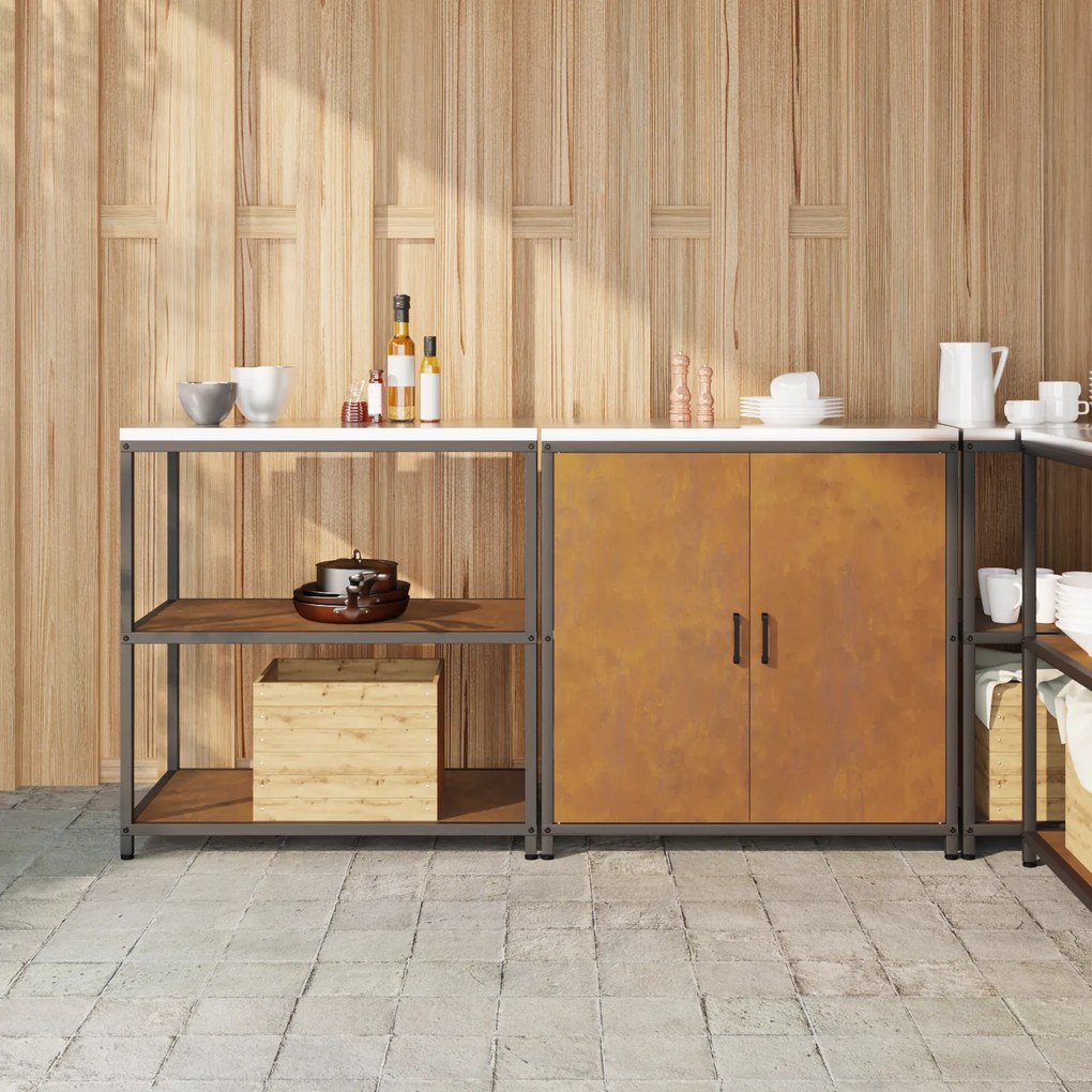 vidaXL Σετ Αποθήκευσης Κουζίνας 2 pcs Σκ rusty 150 x 50 x 92 εκ.