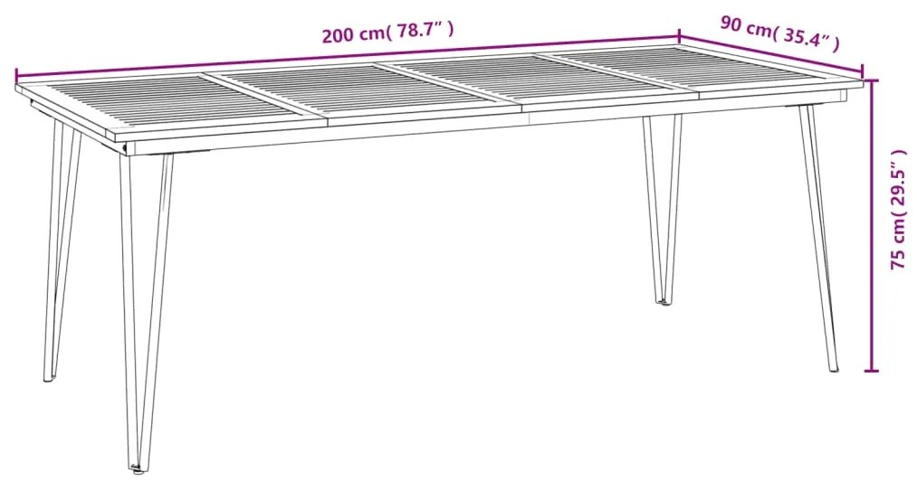 ΤΡΑΠΕΖΙ ΚΗΠΟΥ ΜΕ ΠΟΔΙΑ ΦΟΥΡΚΕΤΑ 200X90X75 ΕΚ. ΜΑΣΙΦ ΑΚΑΚΙΑ 319522