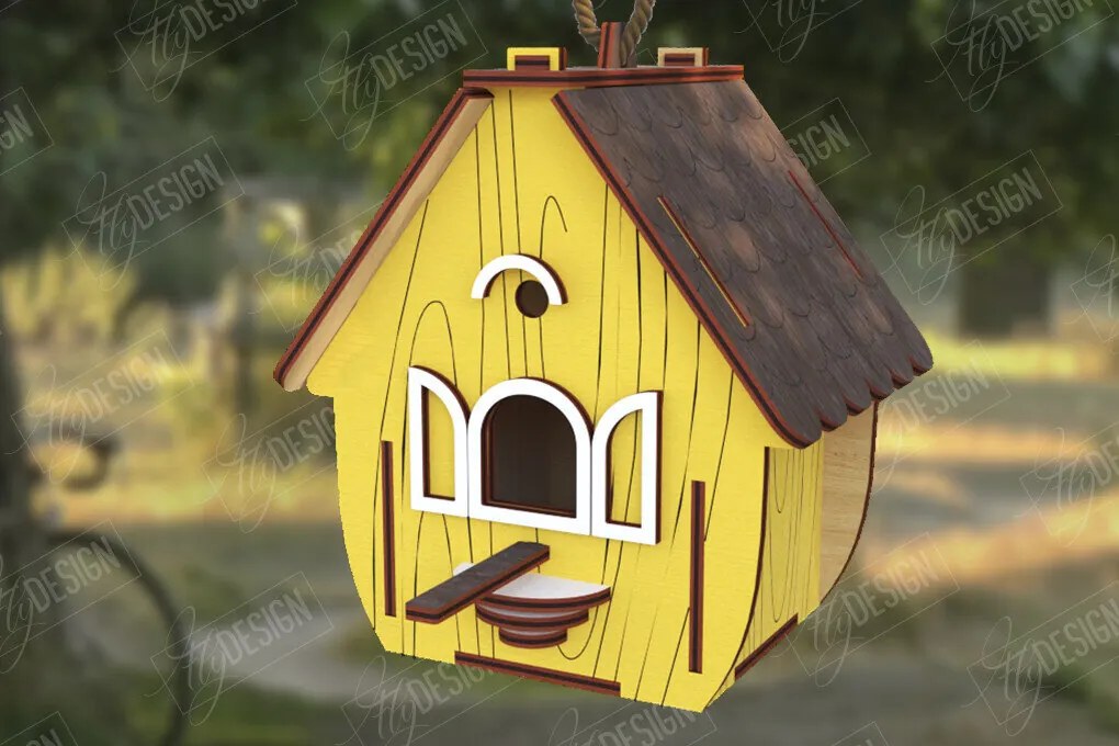 Intra απο ξύλο plywood 3mm-4mm πάχος Birdhouse Cut  | Τροφοδότης πουλιών | CNC Δίασταση 15x15 cm INTRAFABR-122677834