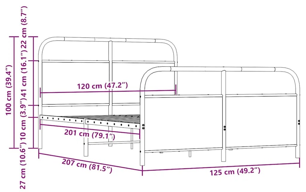 Πλαίσιο Κρεβατιού Χωρ. Στρώμα Καφέ Δρυς 120x200εκ. Επ. Ξύλο - Καφέ