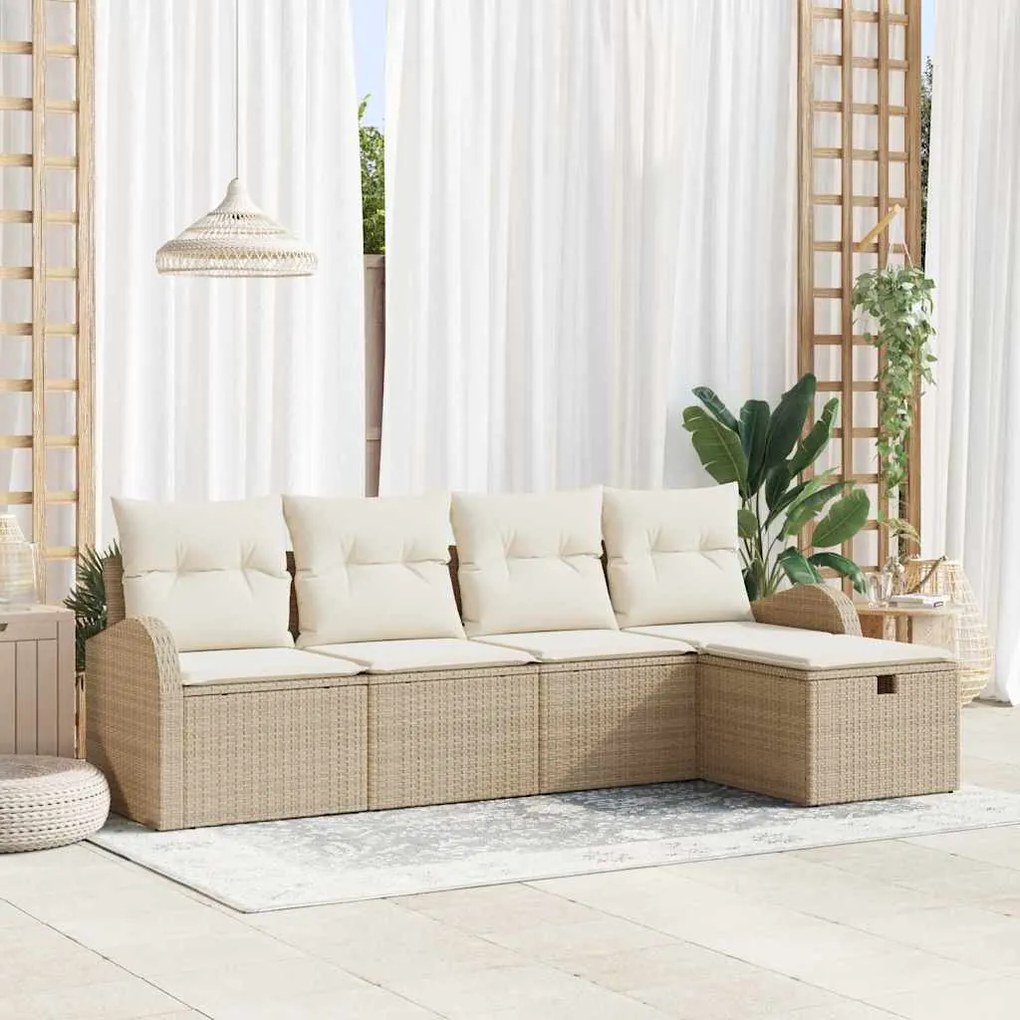 vidaXL Σετ Καναπέ Κήπου 5 pcs μπεζ και κρεμ 234 x 117 x 85 εκ